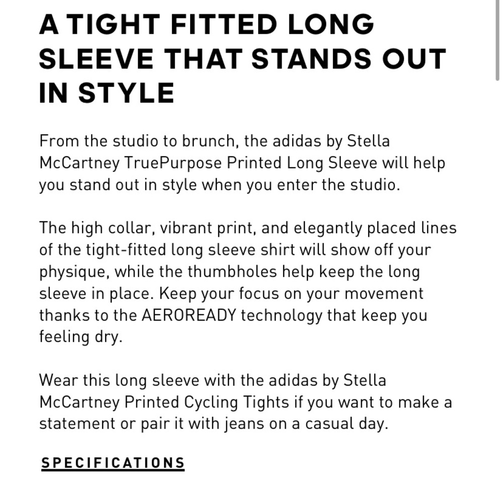 Adidas By Stella McCartney TruePurpose fitted  printed long sleeve top - Picture 11 of 11